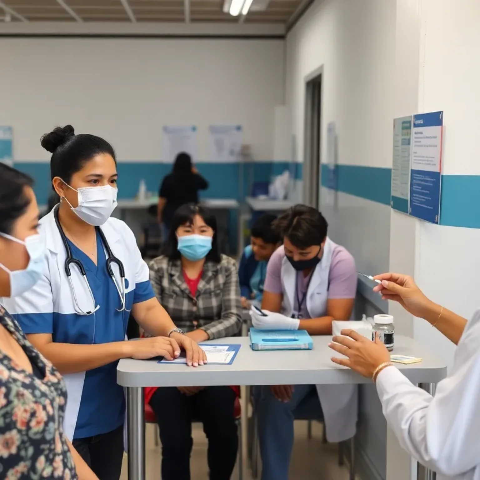 Health professionals at a vaccination clinic in San Antonio.