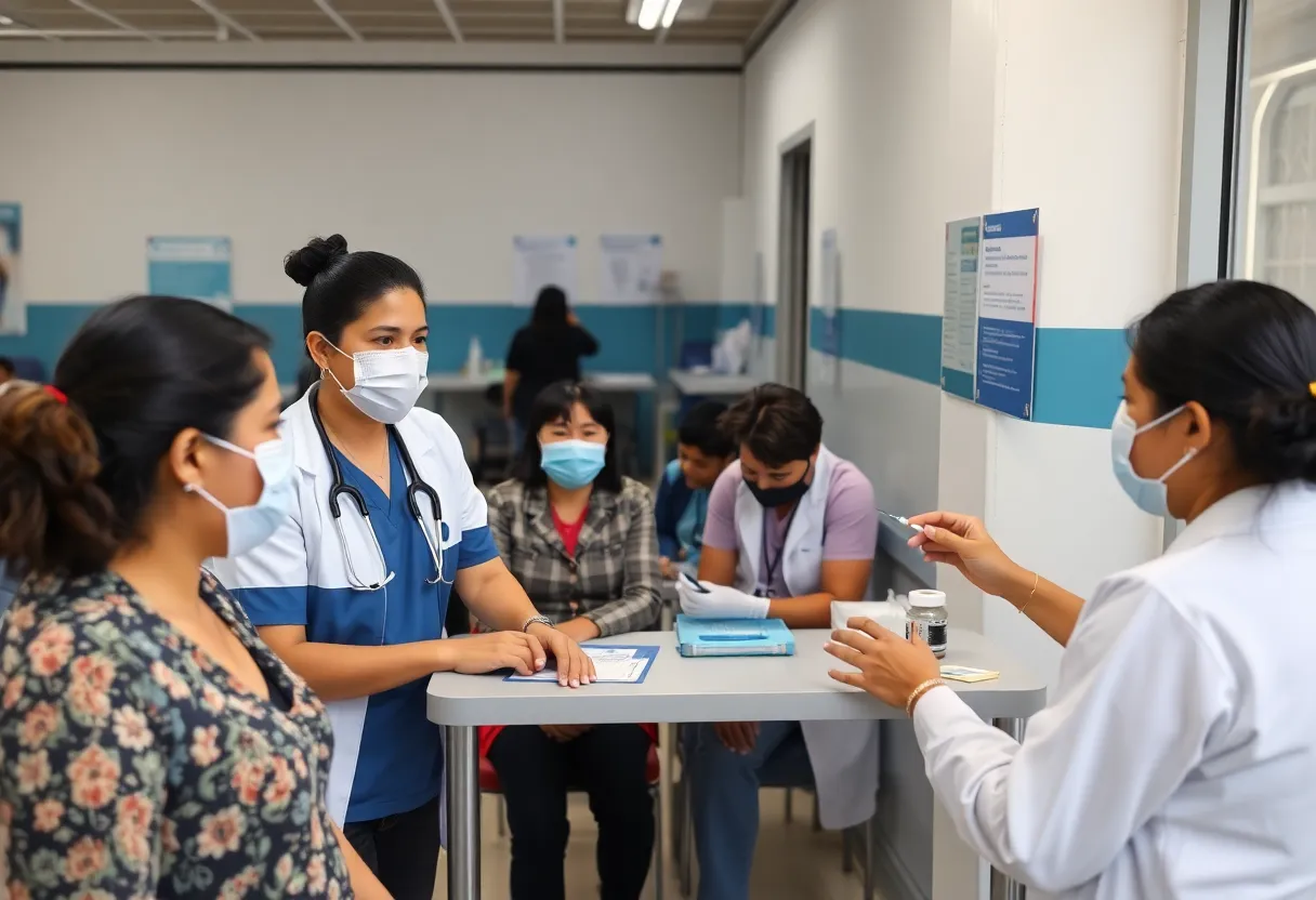 Health professionals at a vaccination clinic in San Antonio.