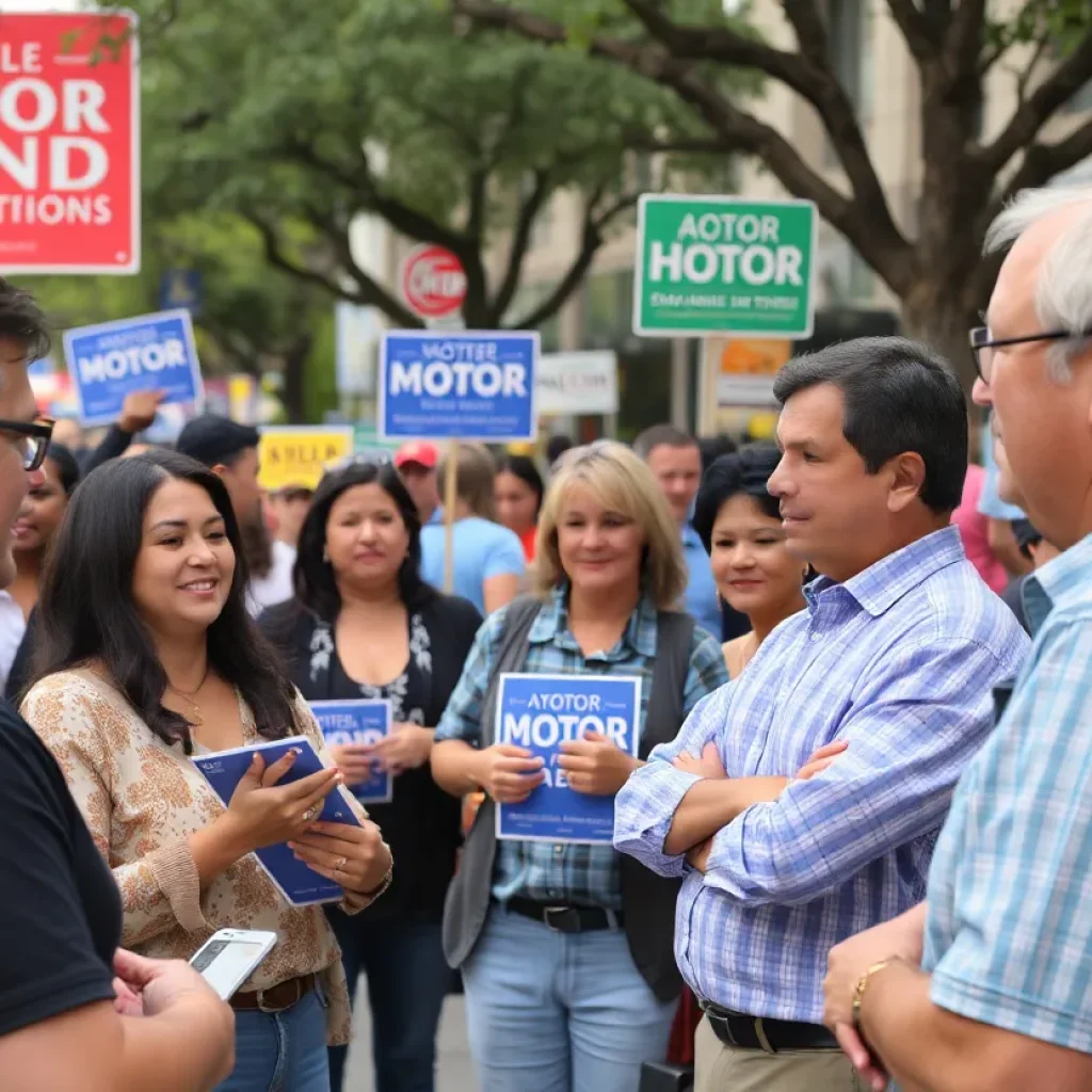 Voters engaging in discussions about the San Antonio mayoral election