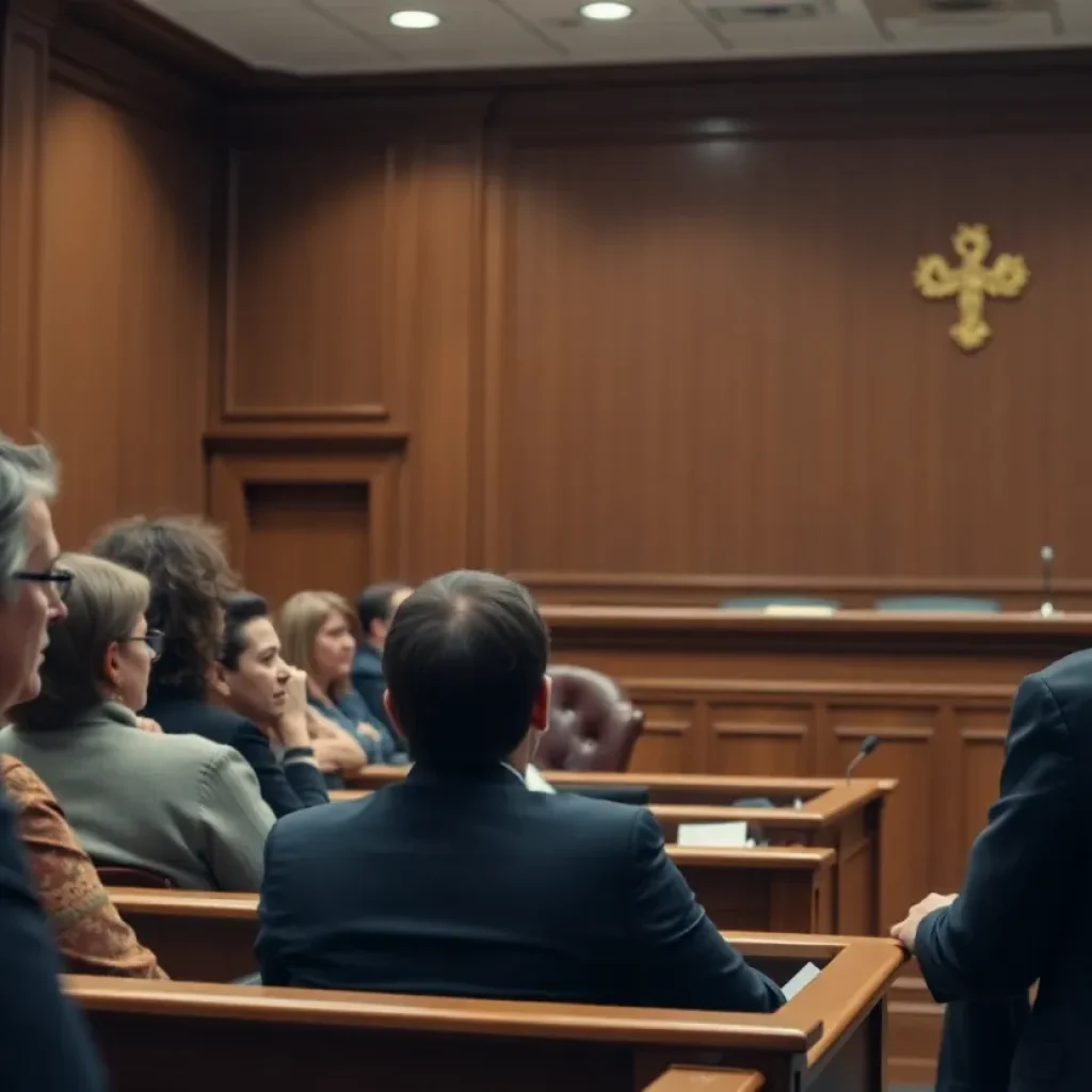 Courtroom during Tay-K trial with jury and judge present