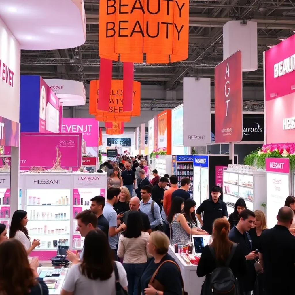Crowd enjoying the Ulta Beauty World event with various beauty booths
