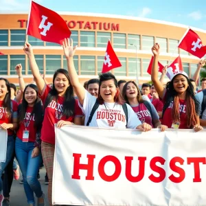 University of Houston students cheering for the Cougars