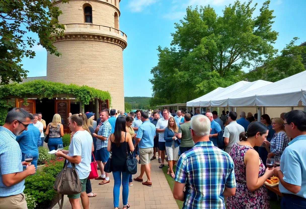 Attendees enjoying the Wine Fest at the Tower of the Americas